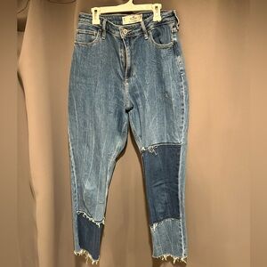 Hollister Blue Ankle Cropped Jeans with Distressed Details